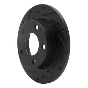 Audi 5000CS Turbo Quattro Brake Rotor (1) - Rear Left - R1 Concepts - Drilled & Slotted - Black - `85-`00